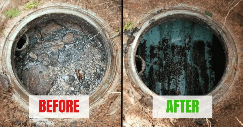 Septic Tank Cleaning - Before and After